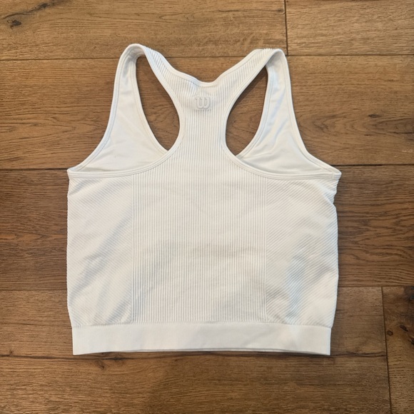 White Ribbed Racerback Tank Top - Picture 2 of 3